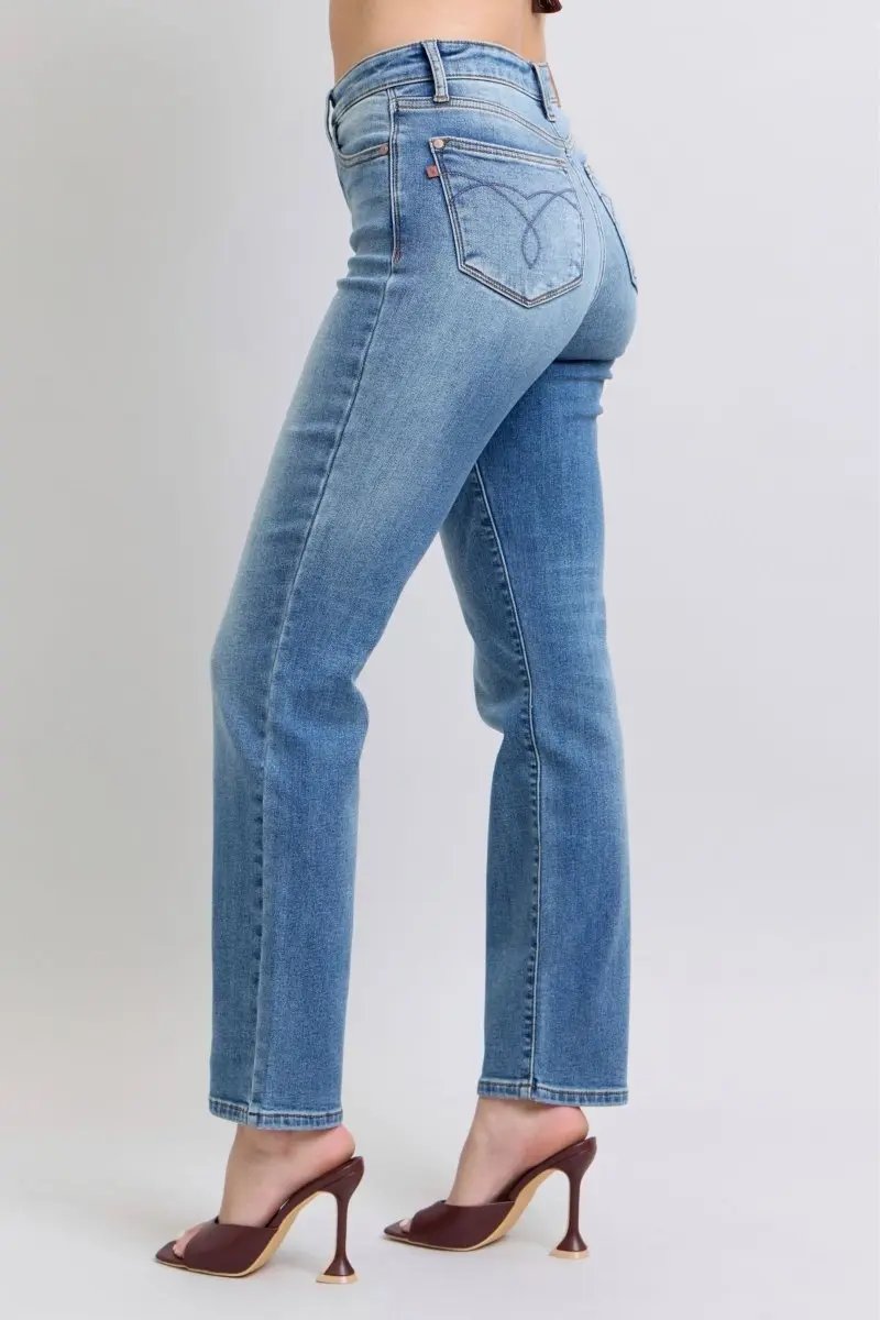 Judy Blue Full Size Run Vintage Wash Thermal Straight Jeans - Love Salve